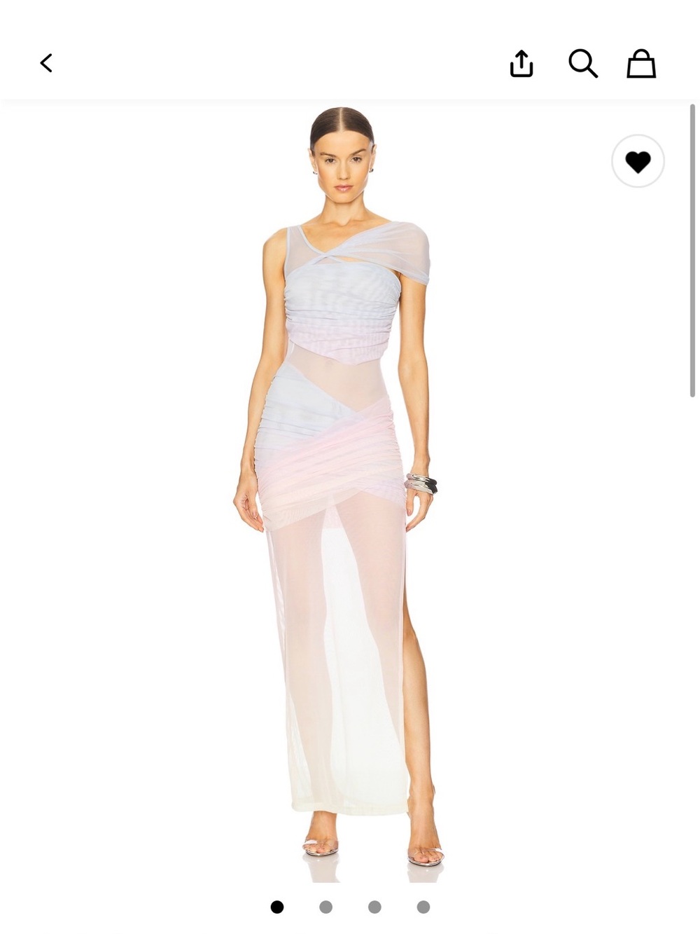 Lamarque Sheer One-Shoulder Maxi Dress in Pastel Pink & Blue